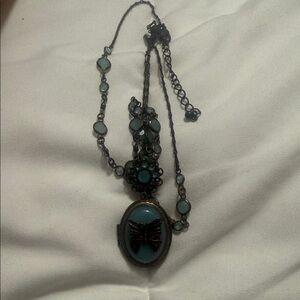 Elegant Blue Butterfly Pendant Necklace
